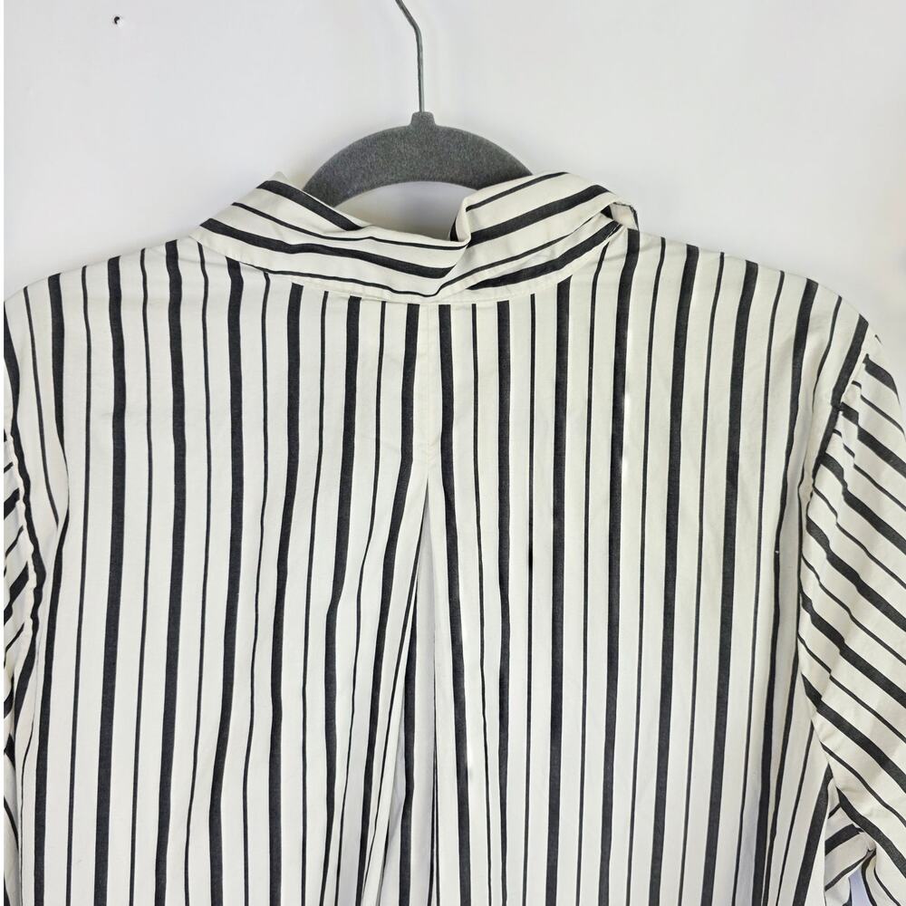 Old Navy Mini Shirt Dress Large Gray White Stripe Collar Preppy Academia Office - Picture 8 of 16